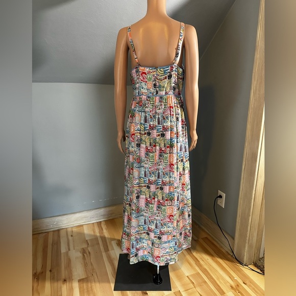 The Good Journey Travel Stamp Print Maxi Dress Size 6 NWT - Picture 4 of 4